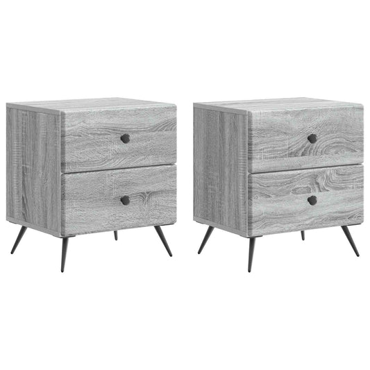 vidaXL Κομοδίνο 2 τμχ. Γκρι Sonoma 43 x 34,5 x 47,5 εκ