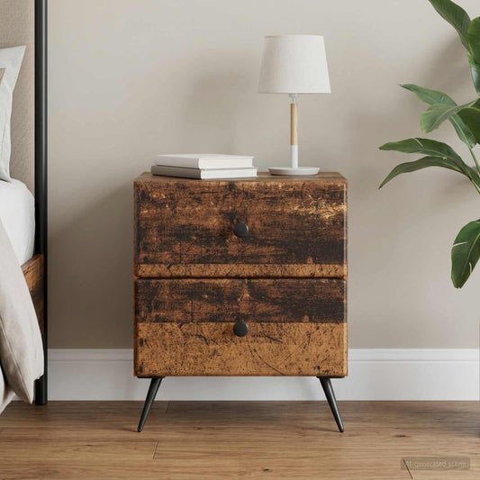 vidaXL Κομοδίνο Παλαιωμένο ξύλο 43 x 34,5 x 47,5 εκ Επεξεργασμένο Ξύλο