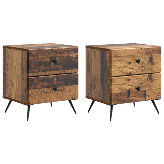 vidaXL Κομοδίνο 2 τμχ. Παλαιωμένο ξύλο 43 x 34,5 x 47,5 εκ