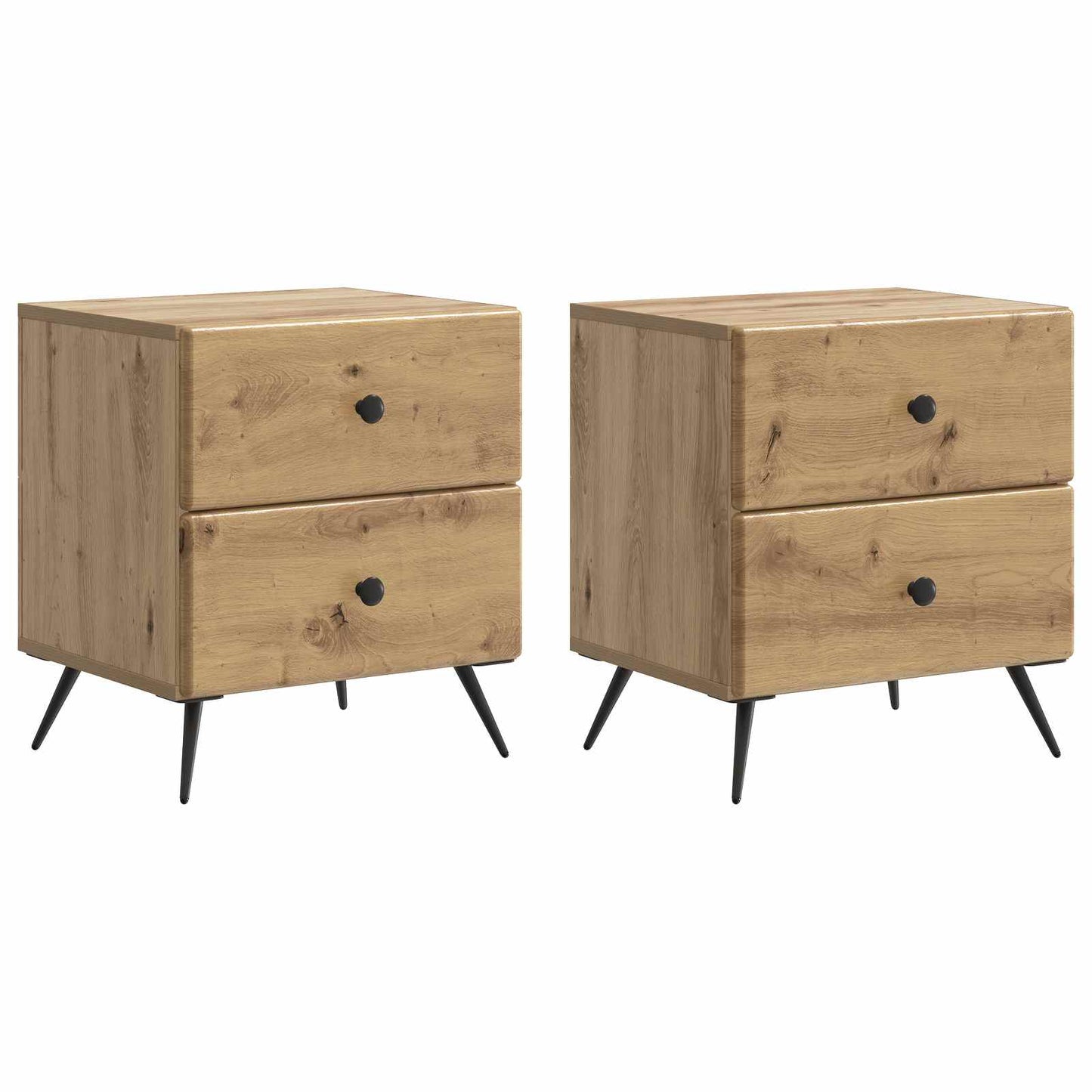 vidaXL Κομοδίνο 2 τμχ. Artisan Δρυς 43 x 34,5 x 47,5 εκ
