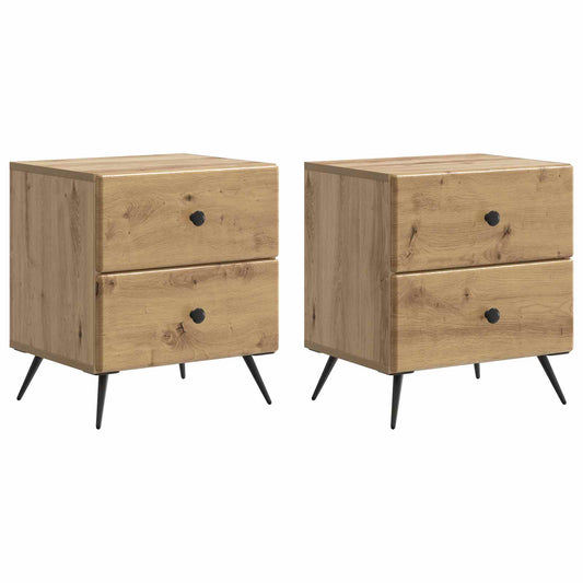 vidaXL Κομοδίνο 2 τμχ. Artisan Δρυς 43 x 34,5 x 47,5 εκ