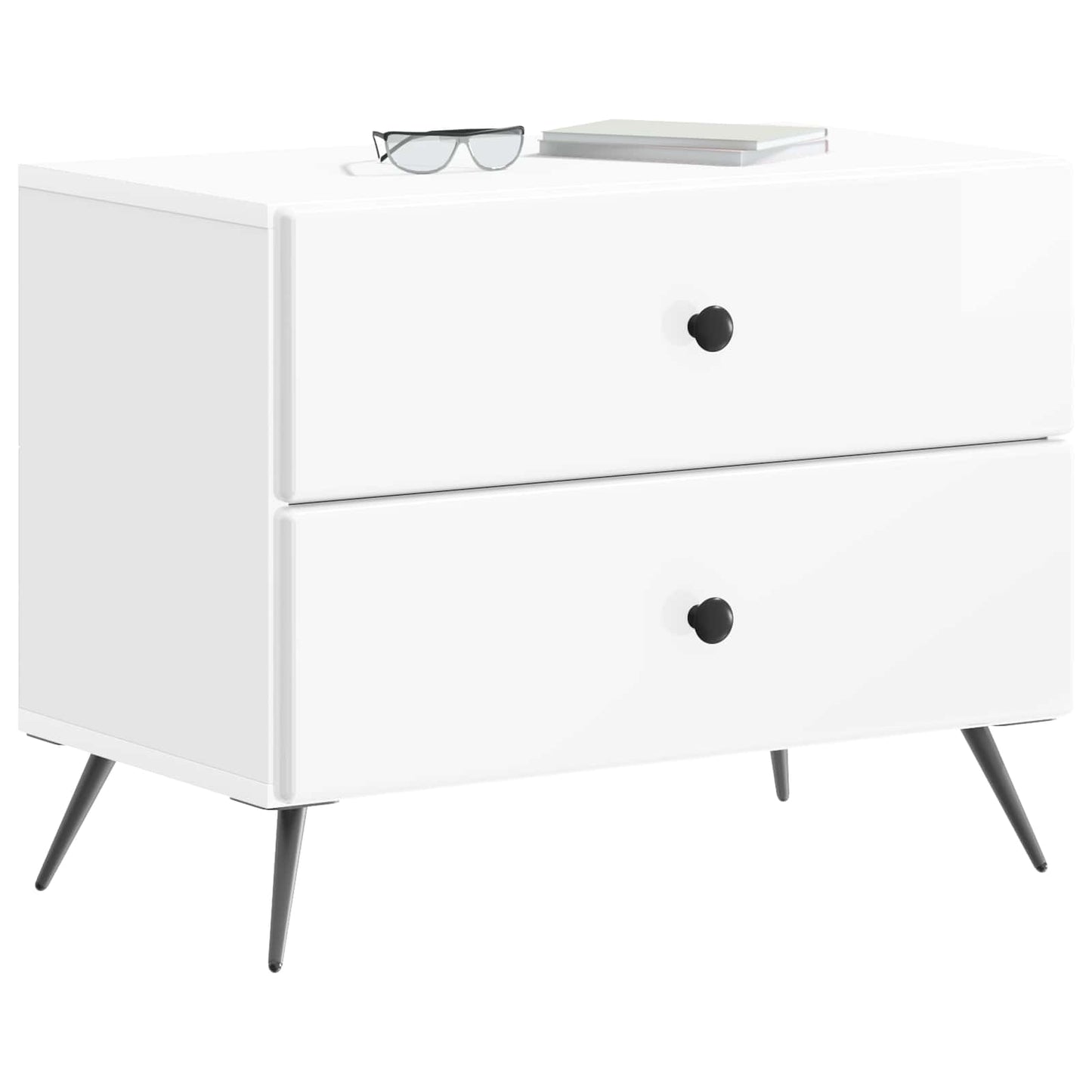 vidaXL Κομοδίνο με συρτάρι Γυαλιστερό Λευκό 62 x 34,5 x 47,5 εκ