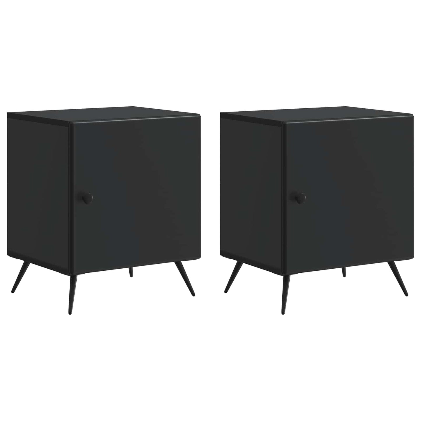 vidaXL Κομοδίνο 2 τμχ. Μαύρο 43 x 34,5 x 50 εκ Επεξεργασμένο Ξύλο