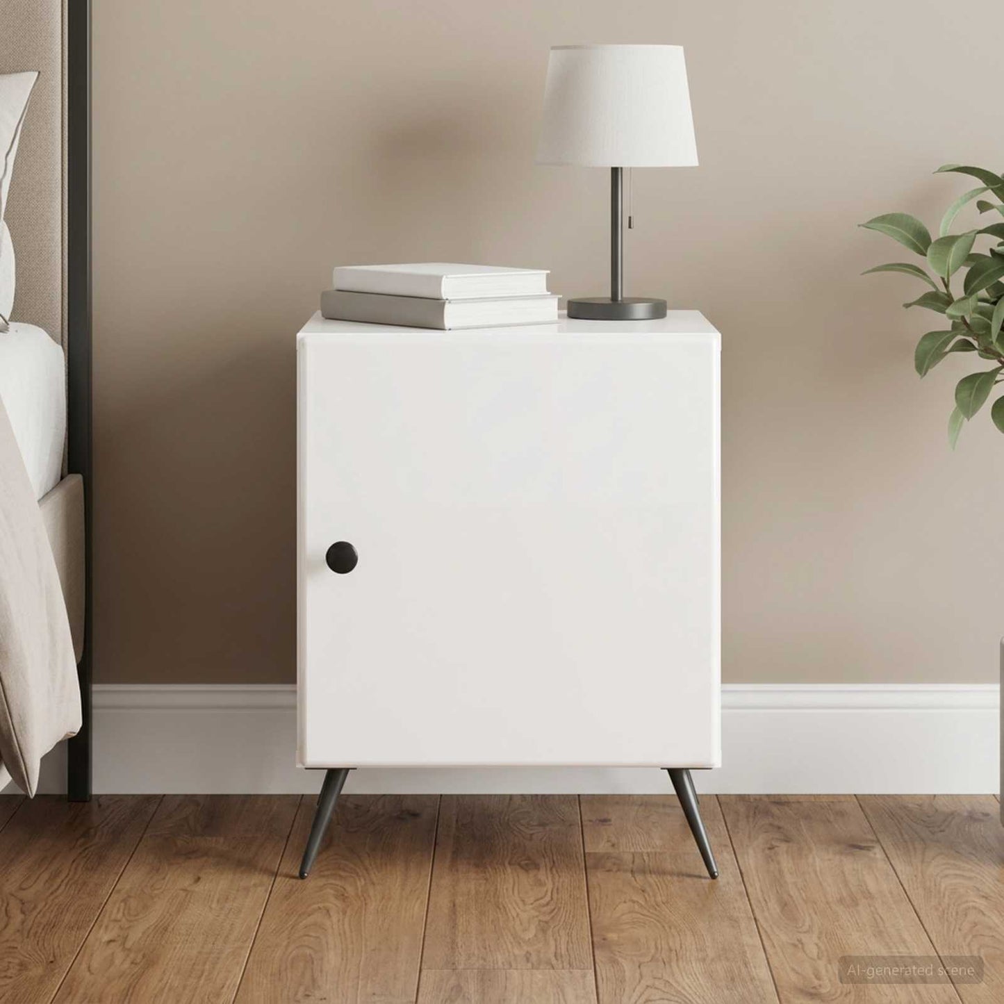 vidaXL Κομοδίνο Γυαλιστερό Λευκό 43 x 34,5 x 50 εκ Επεξεργασμένο Ξύλο