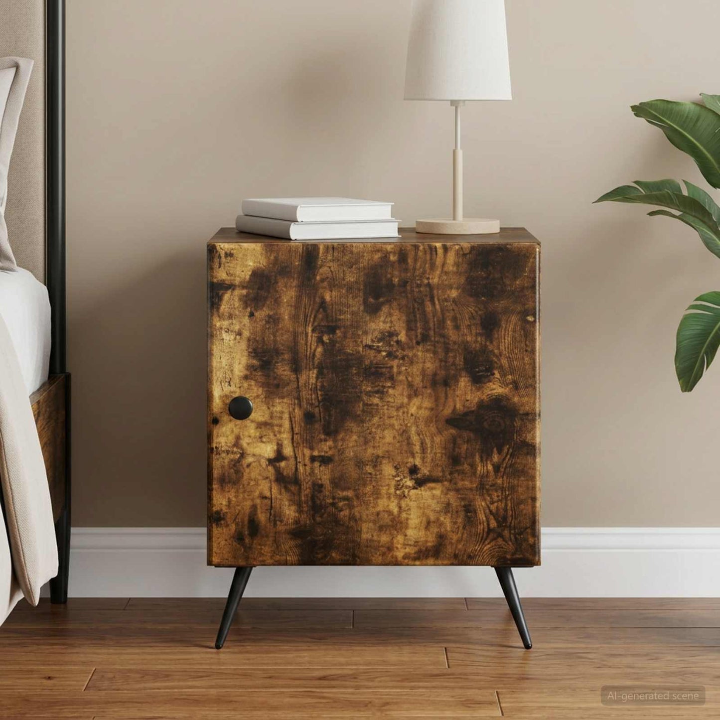 vidaXL Κομοδίνο Καπνισμένο Ξύλο Δρυός 43 x 34,5 x 50 εκ