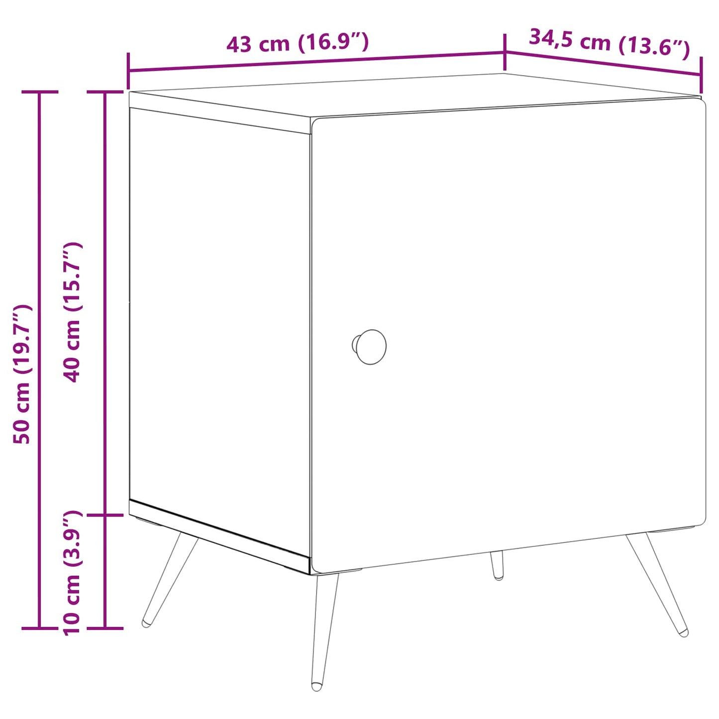 vidaXL Κομοδίνο Γκρι Sonoma 43 x 34,5 x 50 εκ Επεξεργασμένο Ξύλο