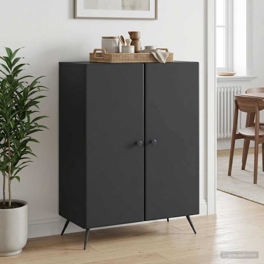 vidaXL Πλαϊνό γραφείο Μαύρο 66 x 34,5 x 90 εκ Επεξεργασμένο Ξύλο