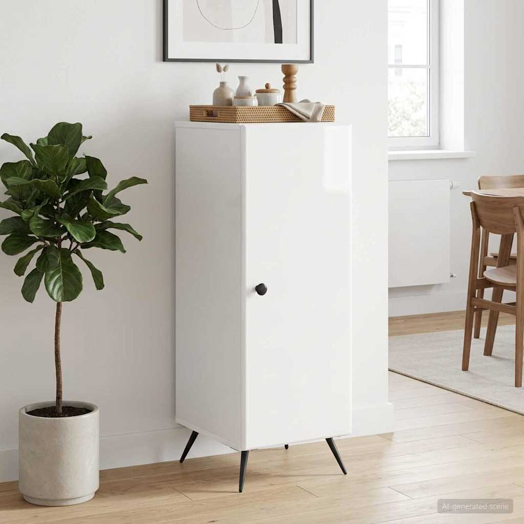 vidaXL Πλαϊνό γραφείο Γυαλιστερό Λευκό 33 x 34,5 x 90 εκ