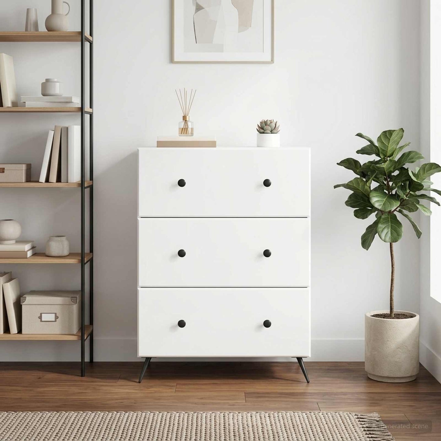 vidaXL Ντουλάπι με Συρτάρια Λευκό 66 x 34,5 x 90 εκ Επεξεργασμένο Ξύλο