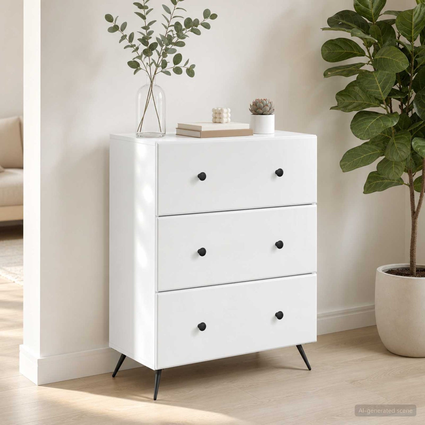 vidaXL Ντουλάπι με Συρτάρια Λευκό 66 x 34,5 x 90 εκ Επεξεργασμένο Ξύλο