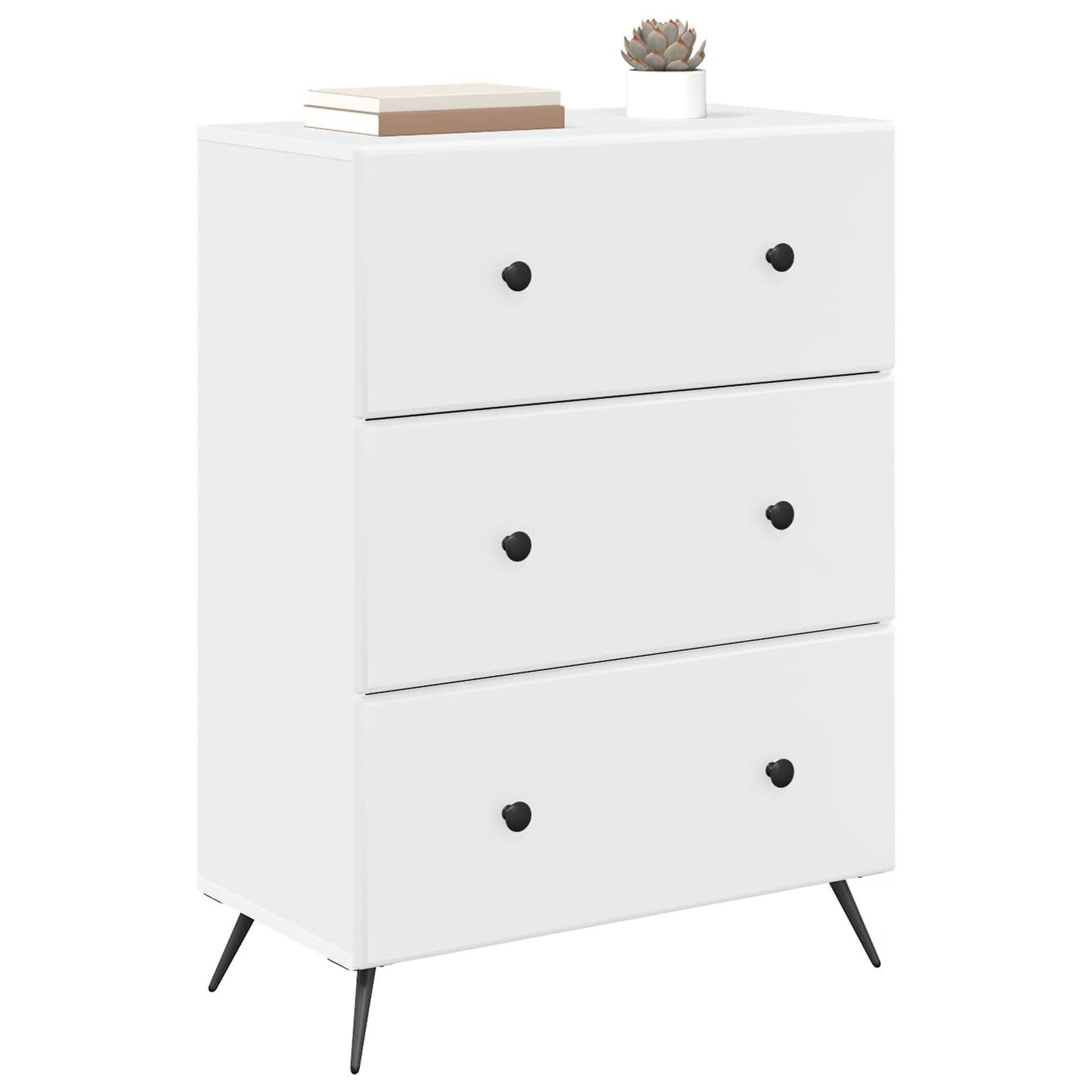 vidaXL Ντουλάπι με Συρτάρια Λευκό 66 x 34,5 x 90 εκ Επεξεργασμένο Ξύλο