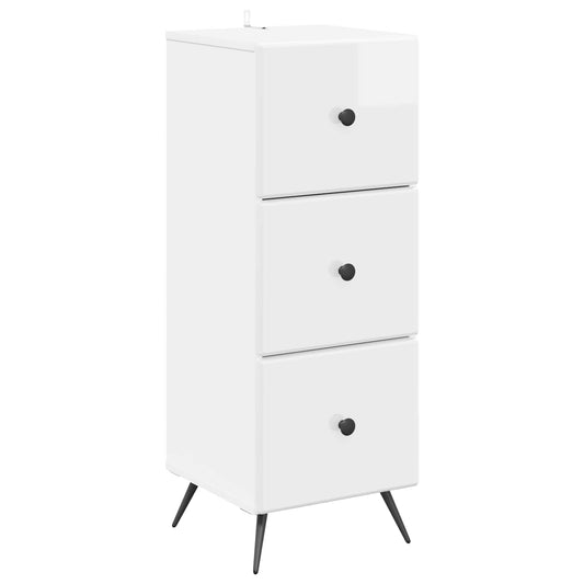 vidaXL Ντουλάπι με Συρτάρια Γυαλιστερό Λευκό 33 x 34,5 x 90 εκ