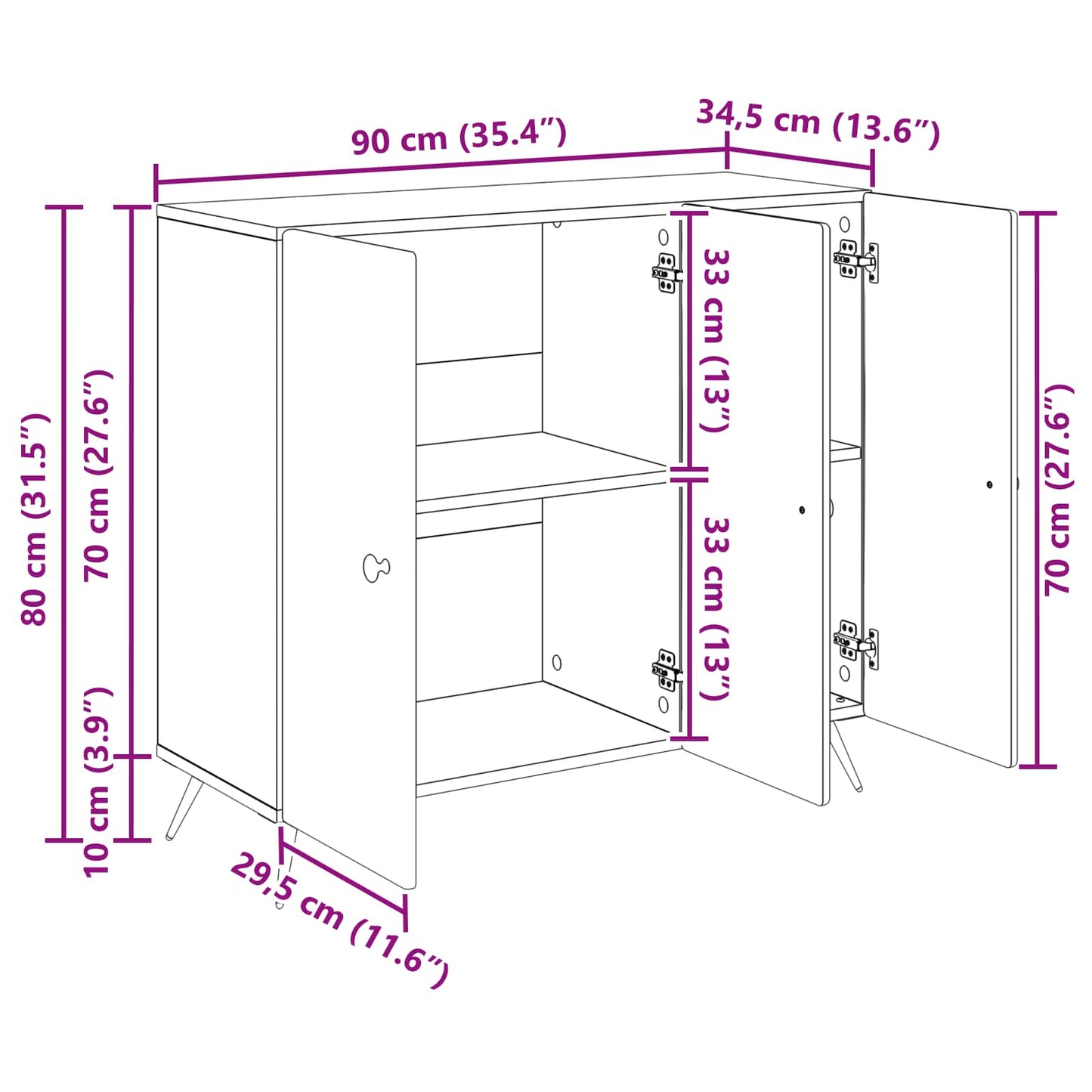 vidaXL Πλαϊνό γραφείο Γκρι Sonoma 89 x 34,5 x 80 εκ Επεξεργασμένο Ξύλο
