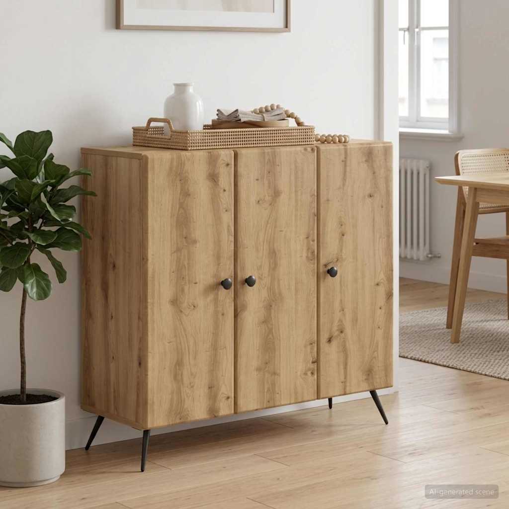 vidaXL Πλαϊνό γραφείο Artisan Δρυς 89 x 34,5 x 80 εκ