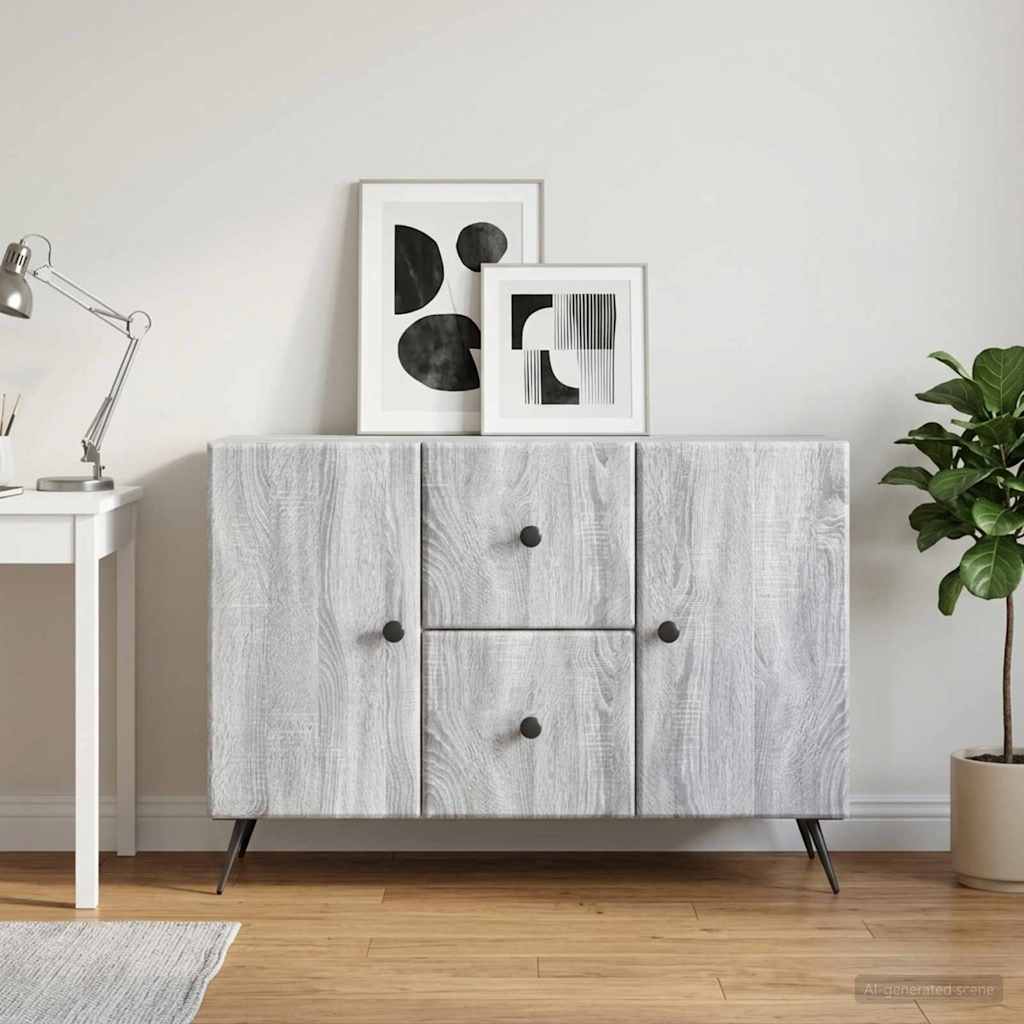 vidaXL Πλαϊνό γραφείο με συρτάρι Γκρι Sonoma 89 x 34,5 x 60 εκ.