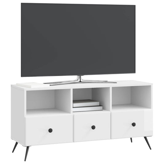 vidaXL Ντουλάπι TV με συρτάρι Γυαλιστερό Λευκό 102 x 34,5 x 50 εκ.