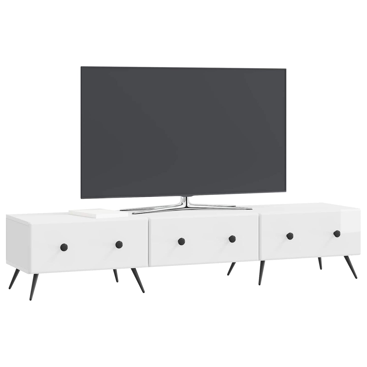 vidaXL Ντουλάπι TV με συρτάρι Γυαλιστερό Λευκό 147 x 34,5 x 30 εκ