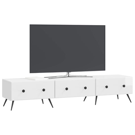 vidaXL Ντουλάπι TV με συρτάρι Γυαλιστερό Λευκό 147 x 34,5 x 30 εκ