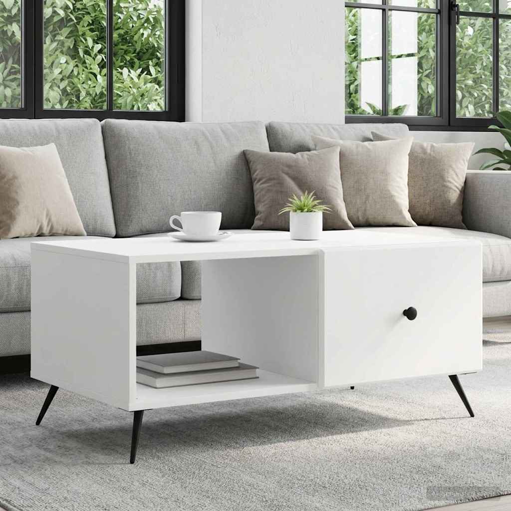 vidaXL Τραπεζάκι σαλονιού Λευκό 90 x 50 x 40 cm Επεξεργασμένο Ξύλο