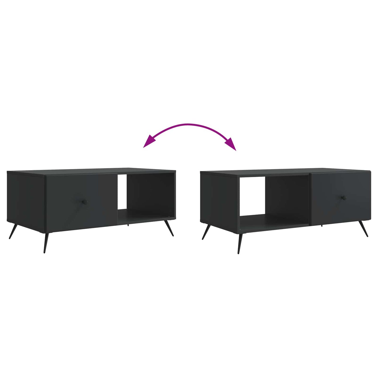 vidaXL Τραπεζάκι σαλονιού Μαύρο 90 x 50 x 40 cm Επεξεργασμένο Ξύλο