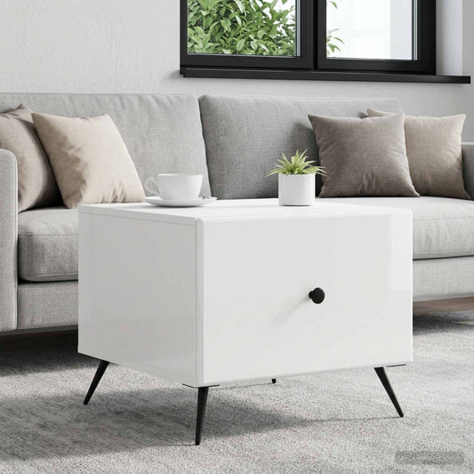 vidaXL Τραπεζάκι σαλονιού Γυαλιστερό Λευκό 49 x 50 x 40 εκ