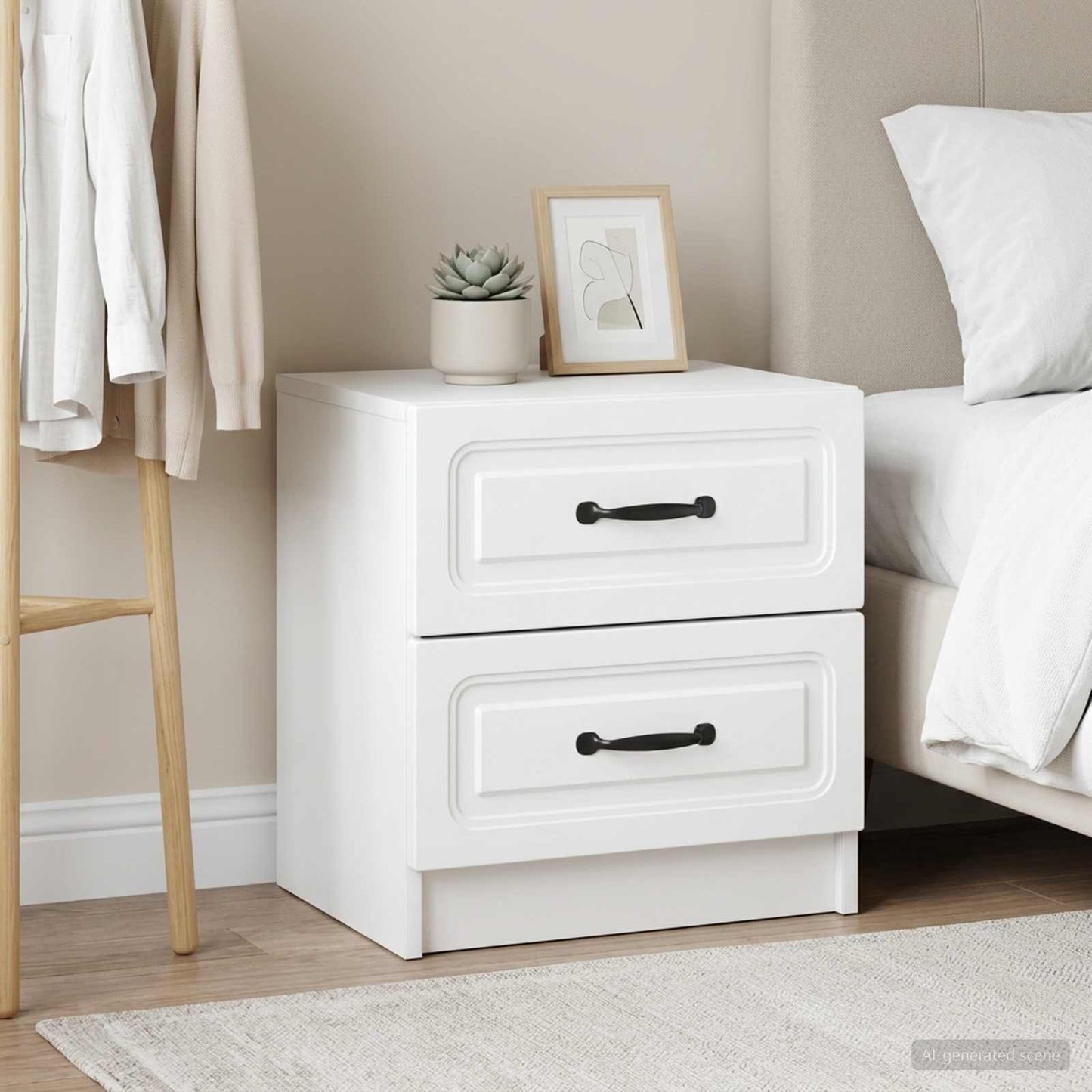 vidaXL Κομοδίνο 2 τεμ. Λευκό 43 x 34,5 x 44,5 εκ Επεξεργασμένο Ξύλο