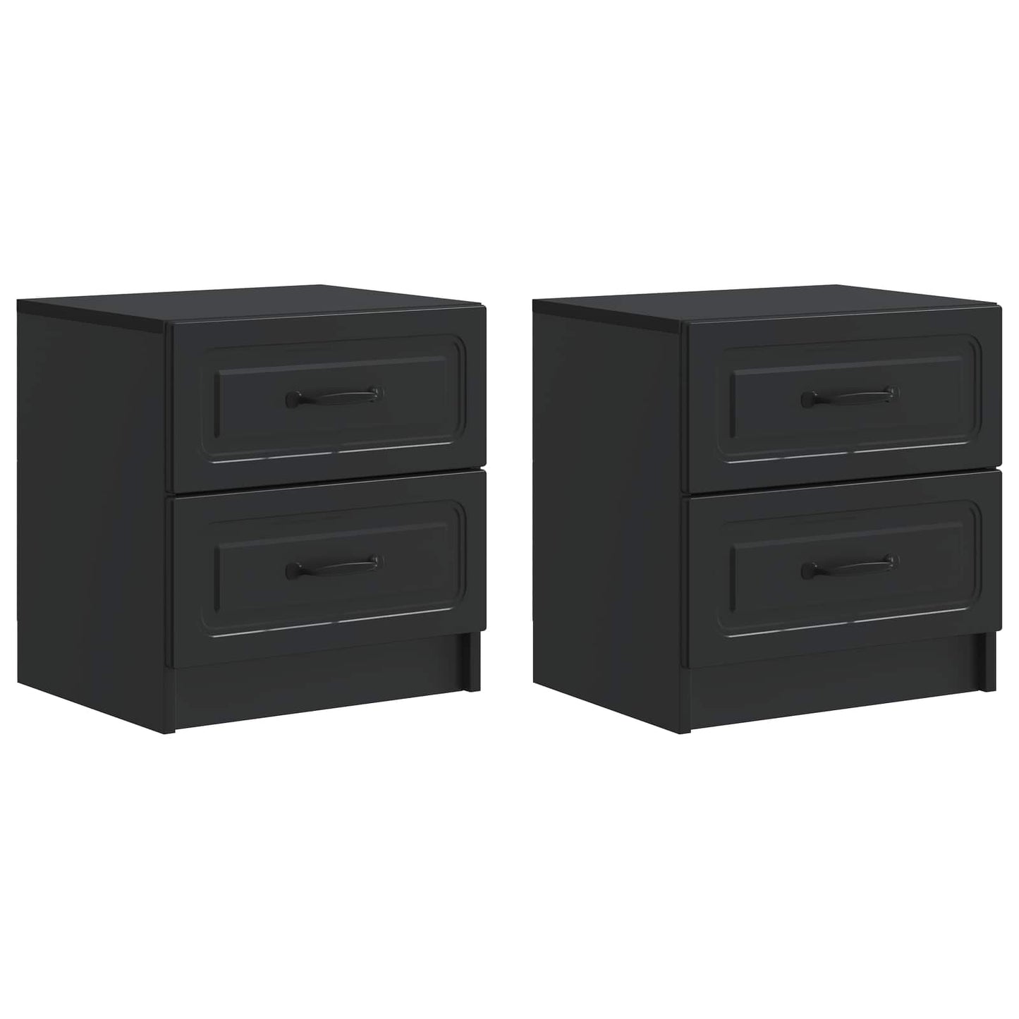 vidaXL Κομοδίνο 2 τεμ. Μαύρο 43 x 34,5 x 44,5 εκ Επεξεργασμένο Ξύλο