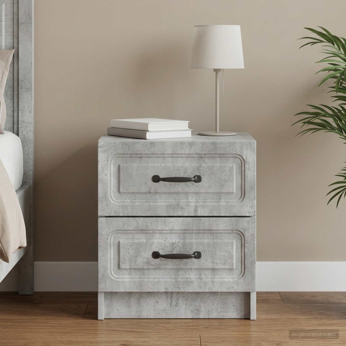 vidaXL Κομοδίνο με συρτάρι Γκρι Σκυροδέματος 43 x 34,5 x 44,5 εκ