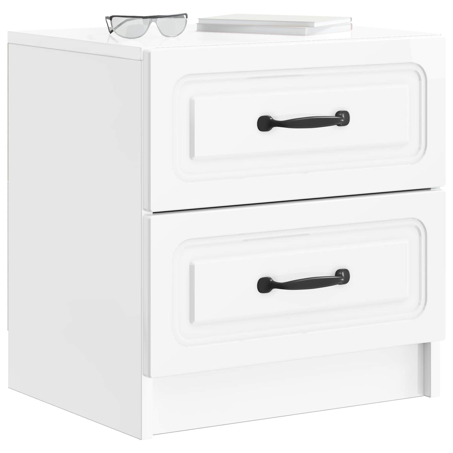vidaXL Κομοδίνο με συρτάρι Γυαλιστερό Λευκό 43 x 34,5 x 44,5 εκ