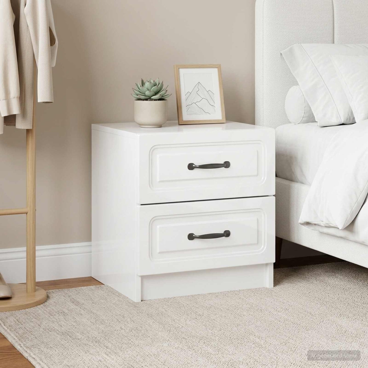 vidaXL Κομοδίνο 2 τεμ. Γυαλιστερό Λευκό 43 x 34,5 x 44,5 εκ