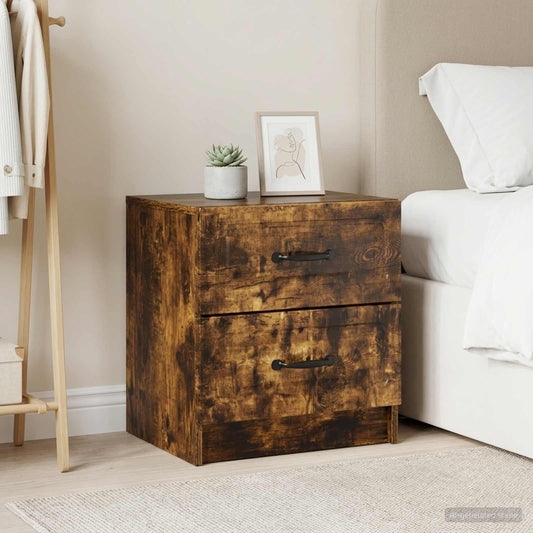 vidaXL Κομοδίνο 2 τμχ. Καπνισμένο Ξύλο Δρυός 43 x 34,5 x 44,5 εκ
