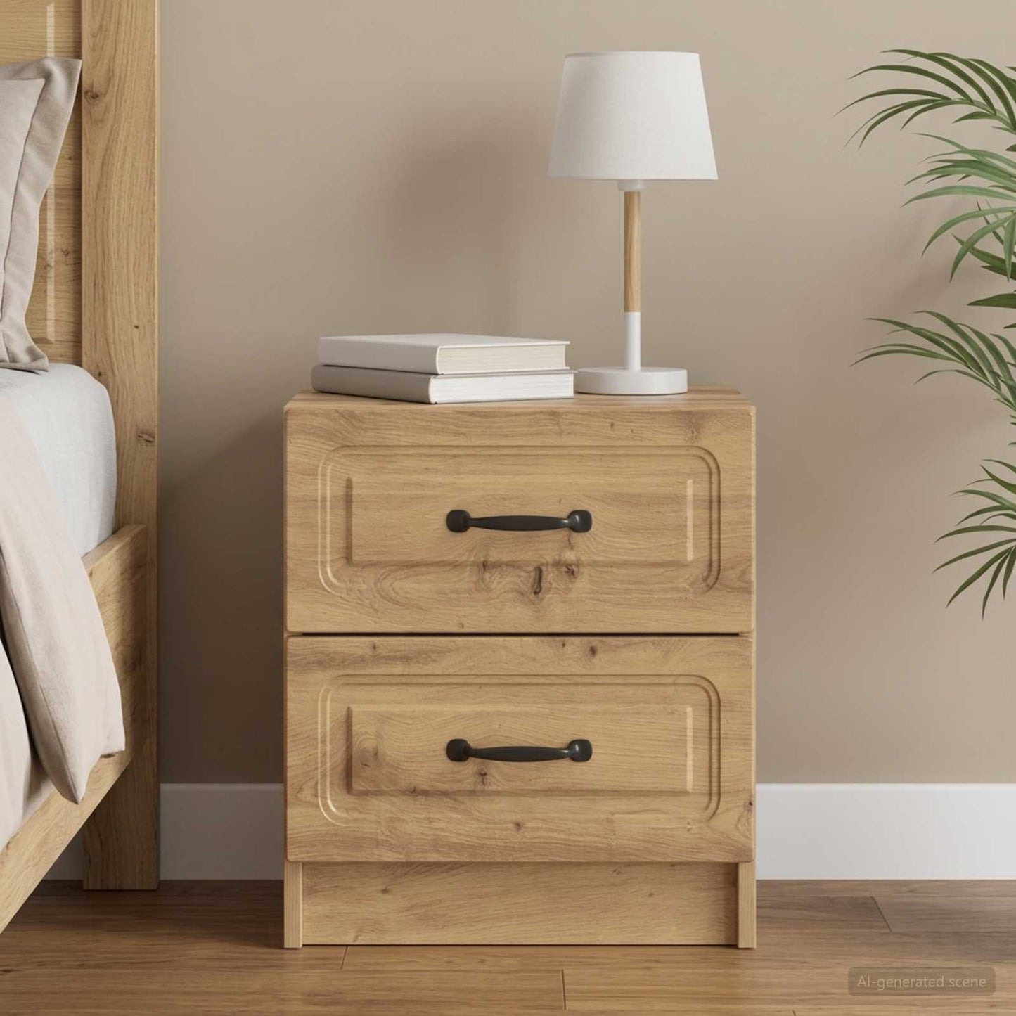 vidaXL Κομοδίνο Artisan Δρυς 43 x 34,5 x 44,5 εκ Επεξεργασμένο Ξύλο