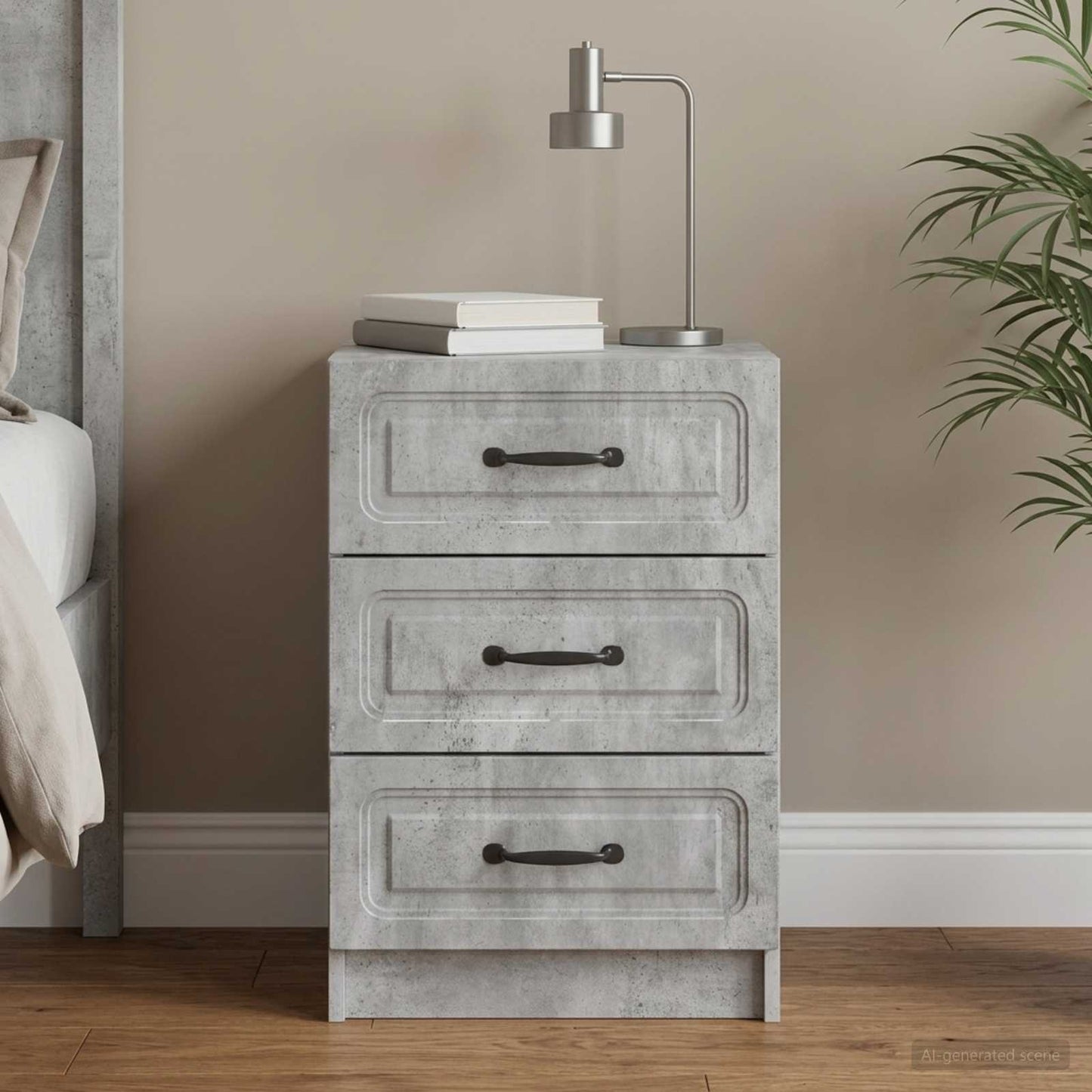 vidaXL Κομοδίνο Γκρι Σκυροδέματος 43 x 41 x 63,5 εκ.