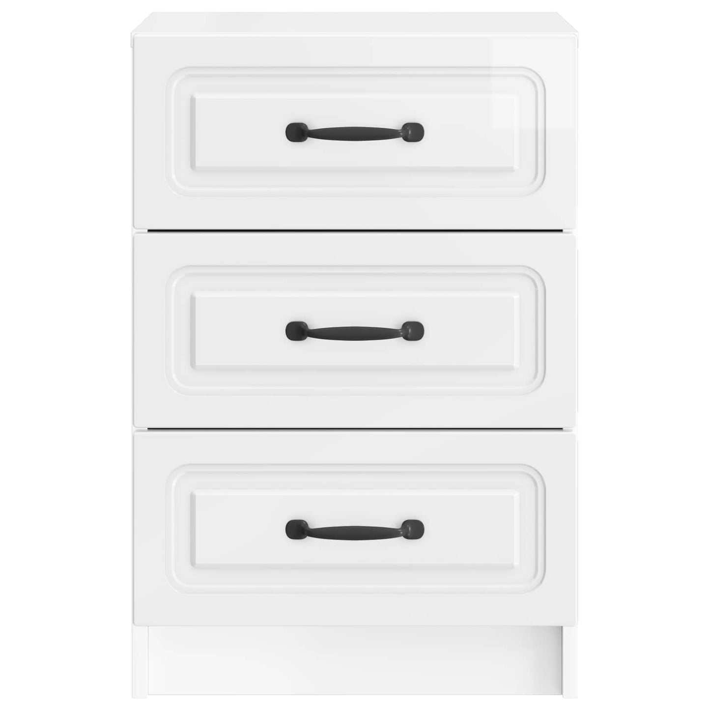 vidaXL Κομοδίνο Γυαλιστερό Λευκό 43 x 41 x 63,5 εκ. Επεξεργασμένο Ξύλο