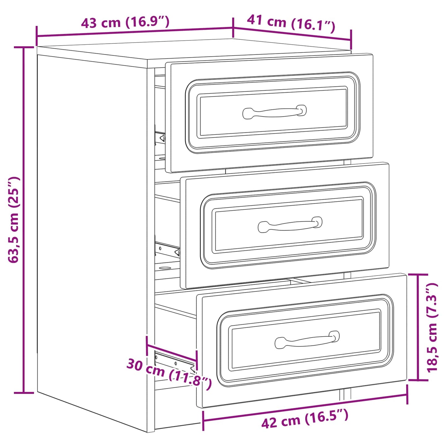 vidaXL Κομοδίνο Γκρι Sonoma 43 x 41 x 63,5 εκ. Επεξεργασμένο Ξύλο