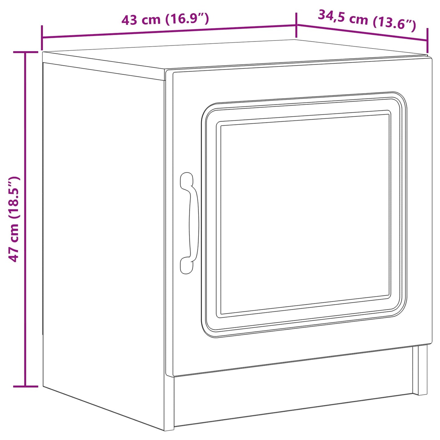 vidaXL Κομοδίνο Γκρι Σκυροδέματος 43 x 34,5 x 47 εκ.