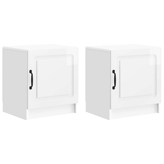 vidaXL Κομοδίνο 2 τεμ. Γυαλιστερό Λευκό 43 x 34,5 x 47 εκ.