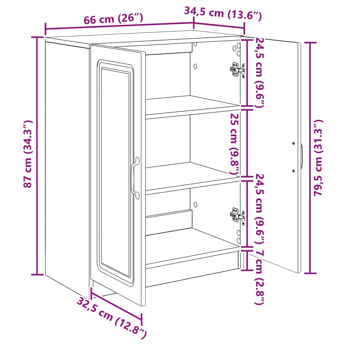vidaXL Πλαϊνό γραφείο Sonoma Δρυς 66 x 34,5 x 87 εκ.