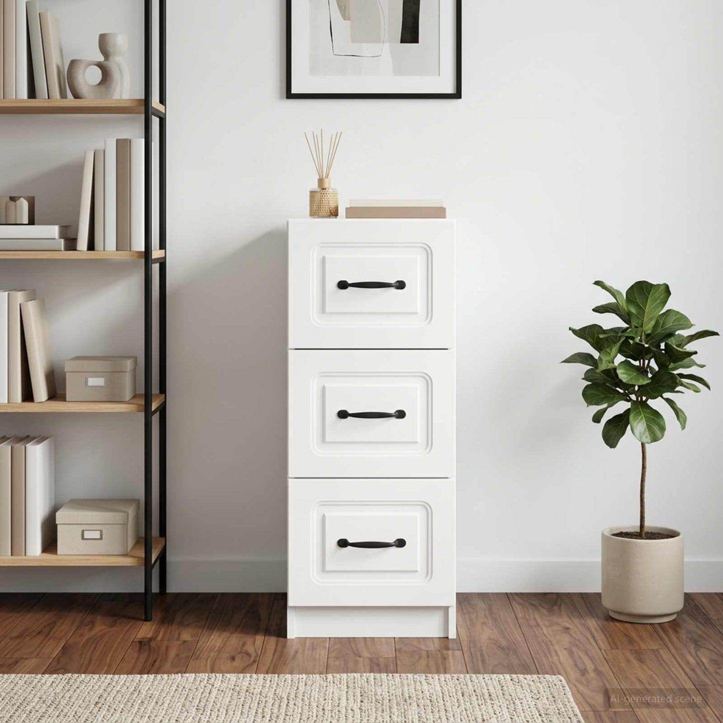 vidaXL Ντουλάπι με Συρτάρια Λευκό 33 x 34,5 x 87 εκ.