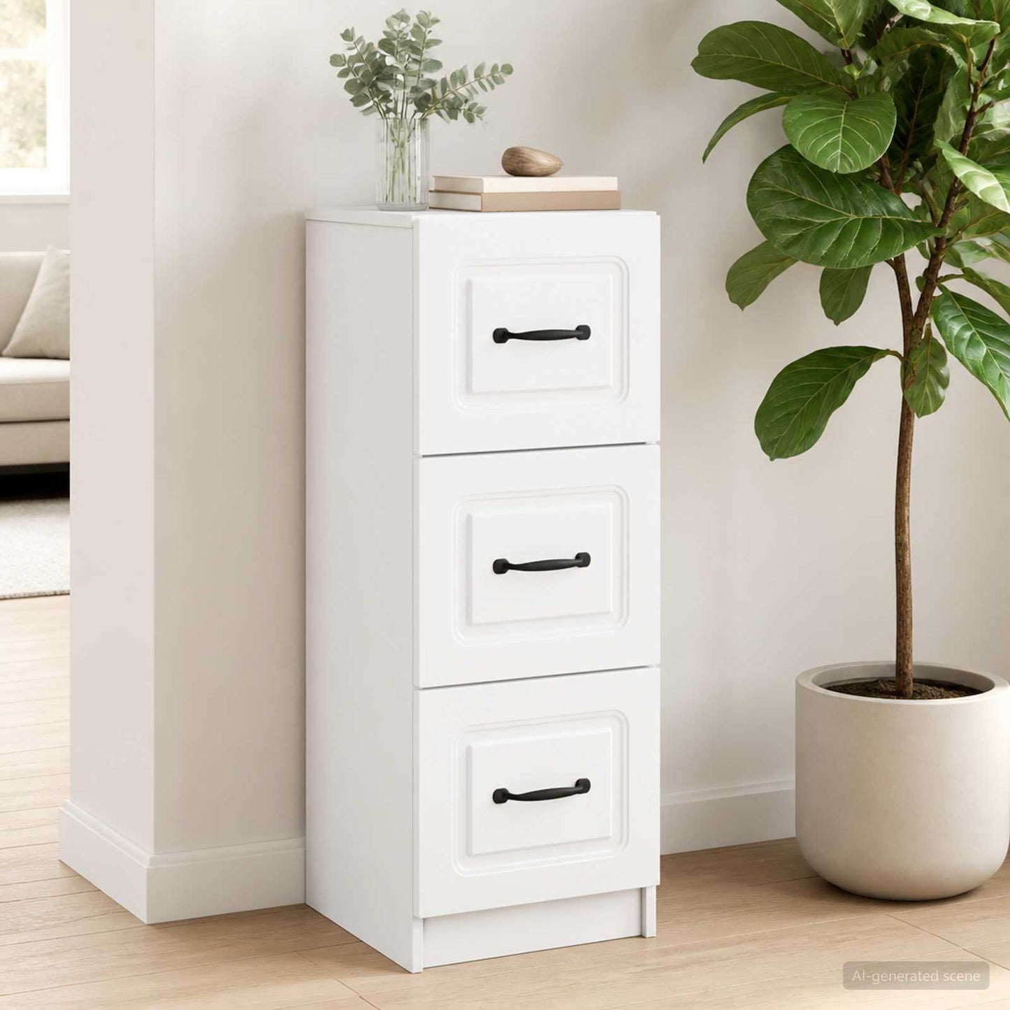vidaXL Ντουλάπι με Συρτάρια Λευκό 33 x 34,5 x 87 εκ.