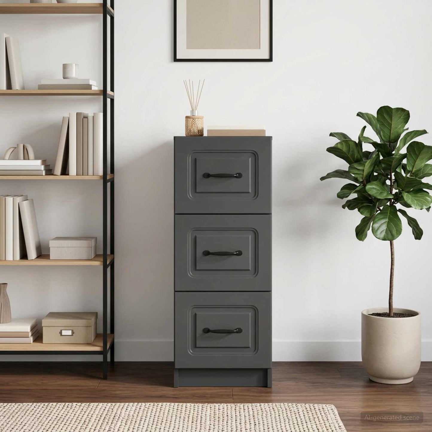 vidaXL Ντουλάπι με Συρτάρια Μαύρο 33 x 34,5 x 87 εκ.