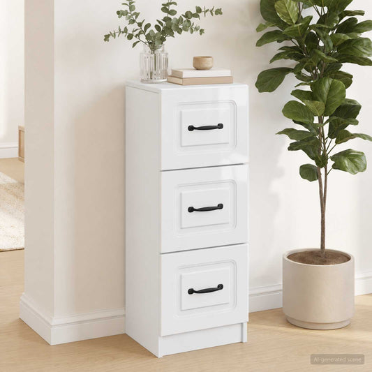 vidaXL Ντουλάπι με Συρτάρια Γυαλιστερό Λευκό 33 x 34,5 x 87 εκ.