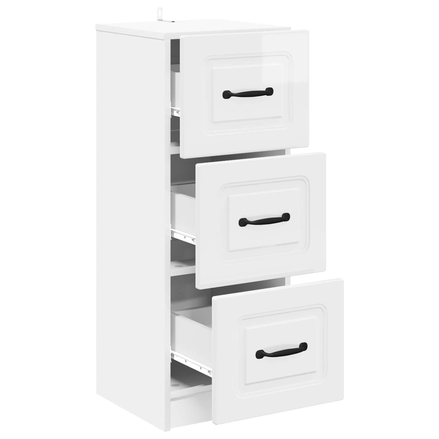 vidaXL Ντουλάπι με Συρτάρια Γυαλιστερό Λευκό 33 x 34,5 x 87 εκ.