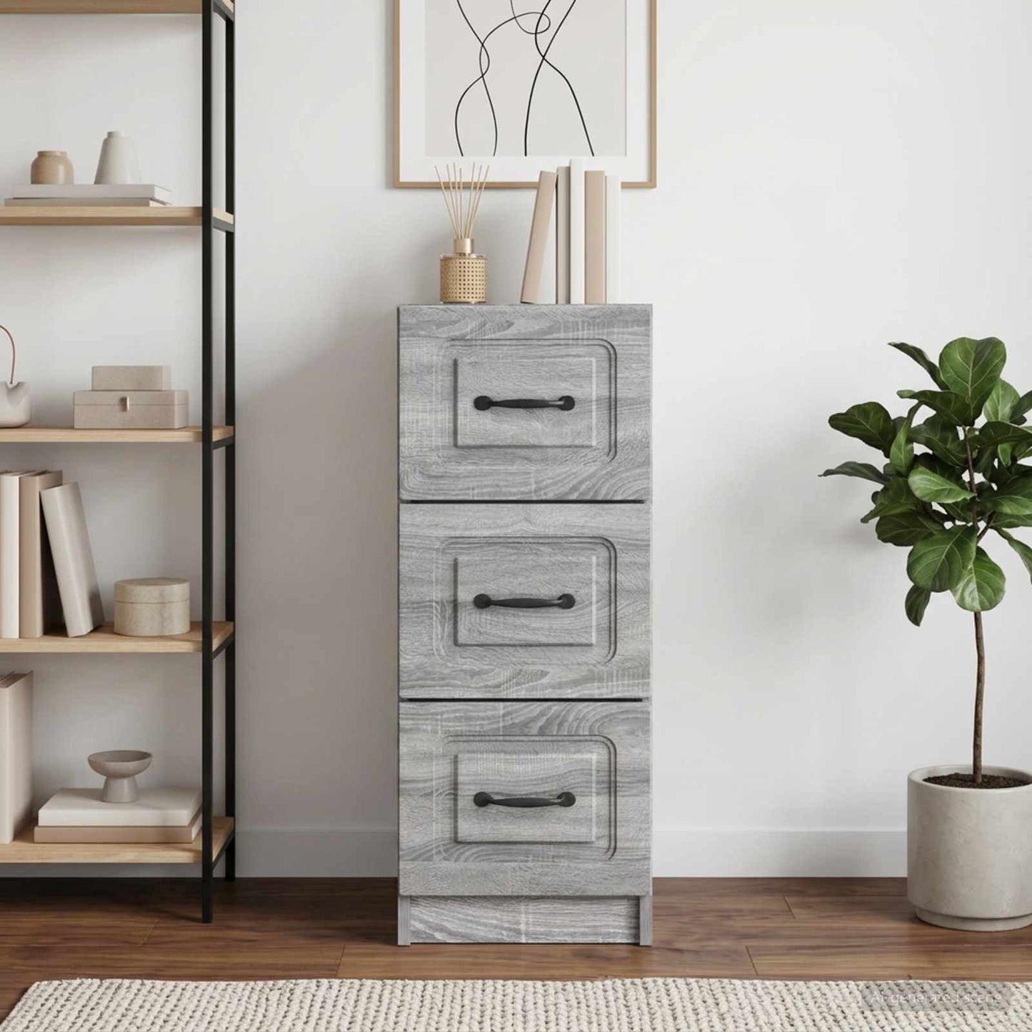 vidaXL Ντουλάπι με Συρτάρια Γκρι Sonoma 33 x 34,5 x 87 εκ.
