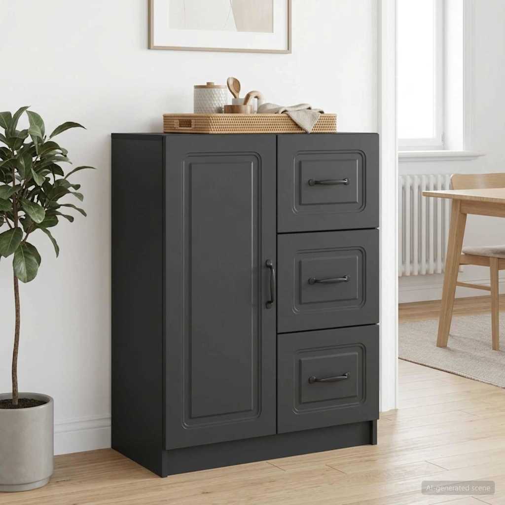 vidaXL Πλαϊνό γραφείο Μαύρο 66 x 34,5 x 87 εκ. Επεξεργασμένο Ξύλο