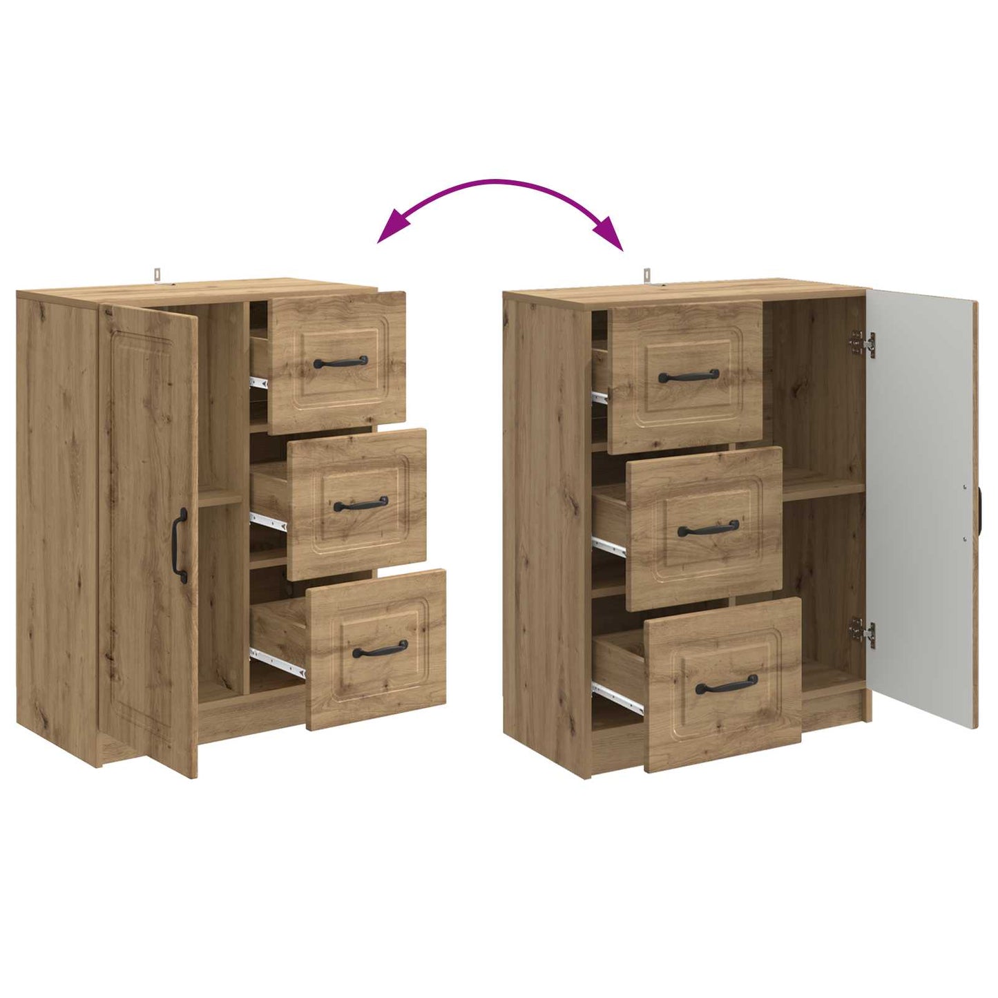 vidaXL Πλαϊνό γραφείο με συρτάρι Artisan Δρυς 66 x 34,5 x 87 εκ.