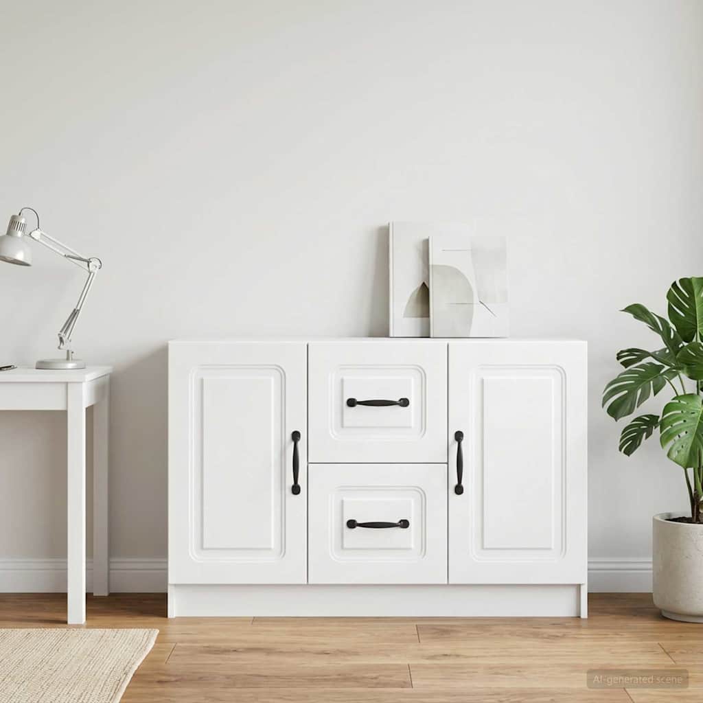 vidaXL Πλαϊνό γραφείο Λευκό 89 x 34,5 x 57 εκ. Επεξεργασμένο Ξύλο