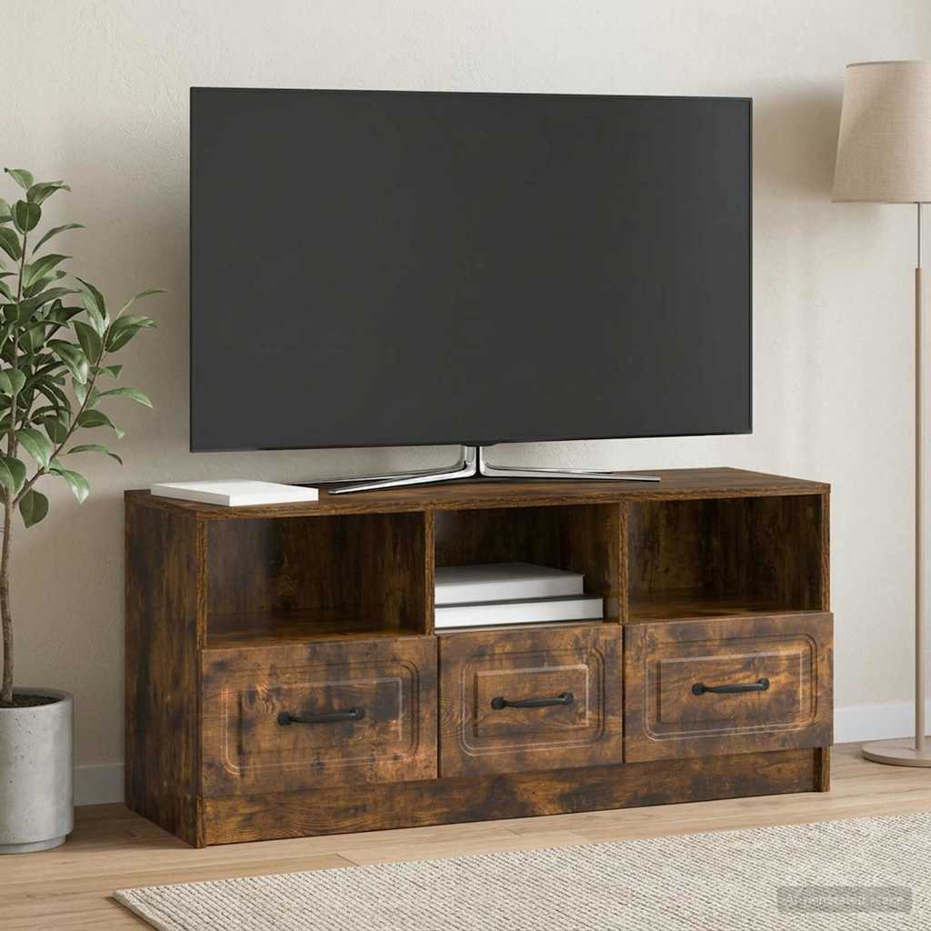 vidaXL Ντουλάπι TV με συρτάρι Καπνισμένο Ξύλο Δρυός 102 x 34,5 x 47 εκ