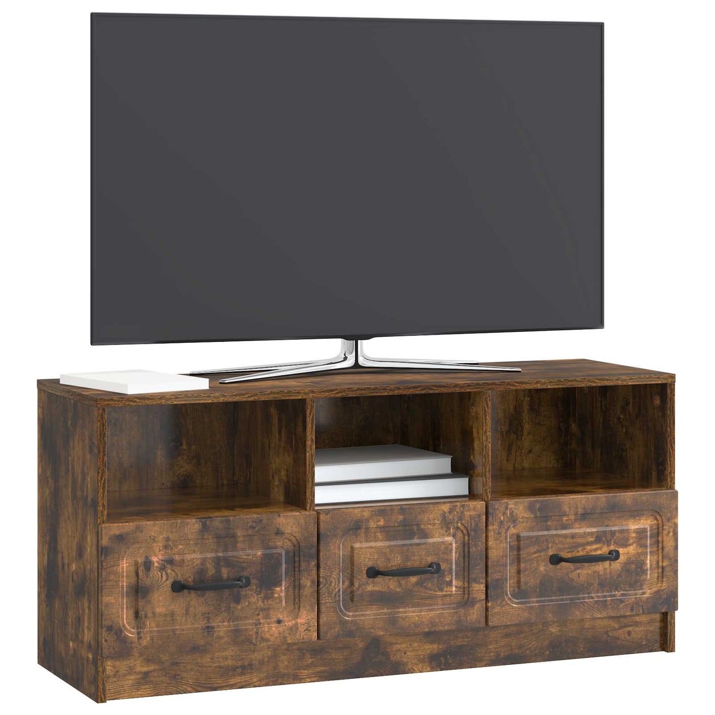 vidaXL Ντουλάπι TV με συρτάρι Καπνισμένο Ξύλο Δρυός 102 x 34,5 x 47 εκ