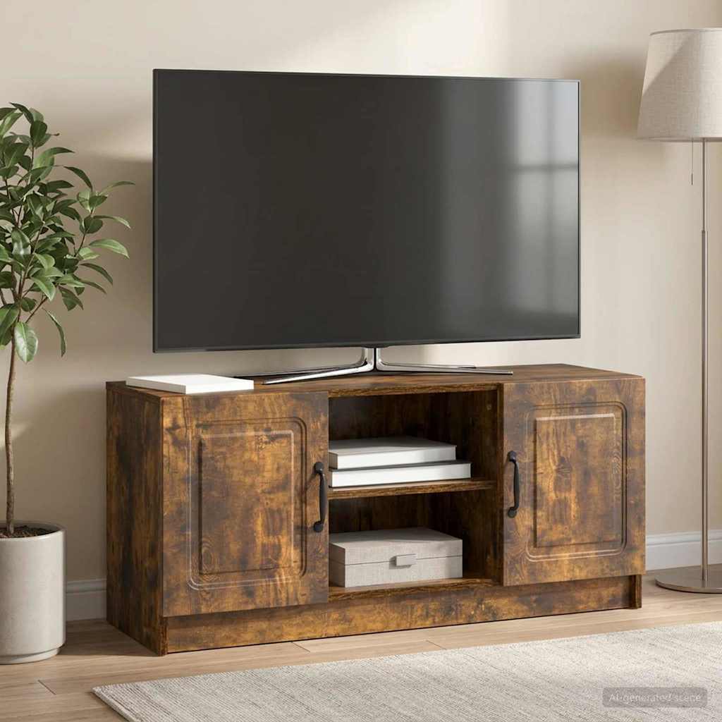 vidaXL Ντουλάπι TV Καπνισμένο Ξύλο Δρυός 102 x 34,5 x 47 εκ